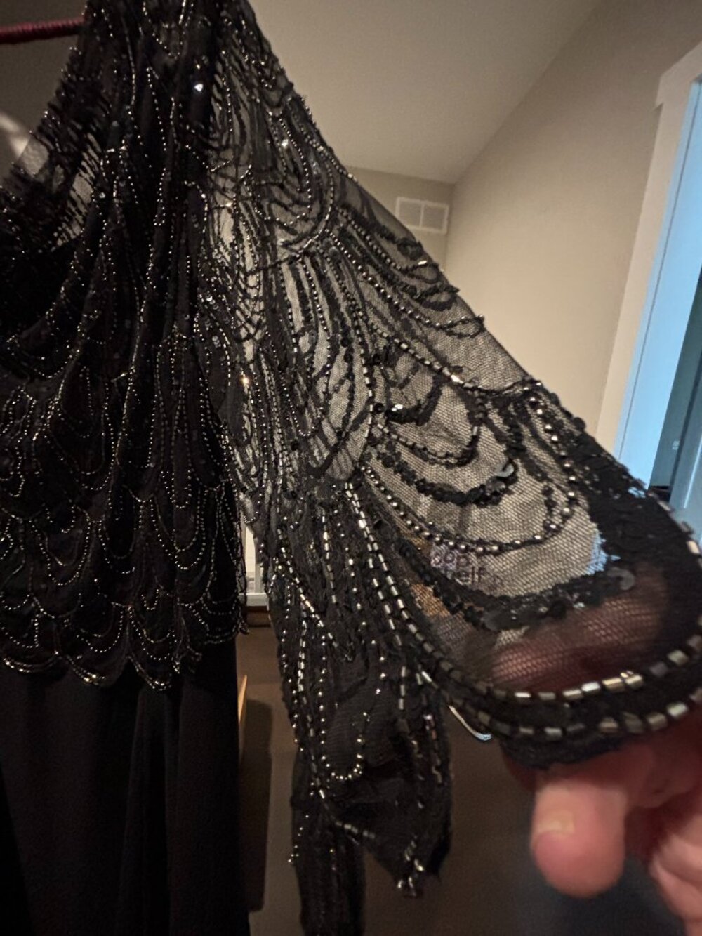 J Kara 3/4 sleeve scallop neck gown - Picture 5 of 5